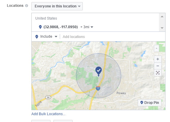 setting geographic targeting facebook ads