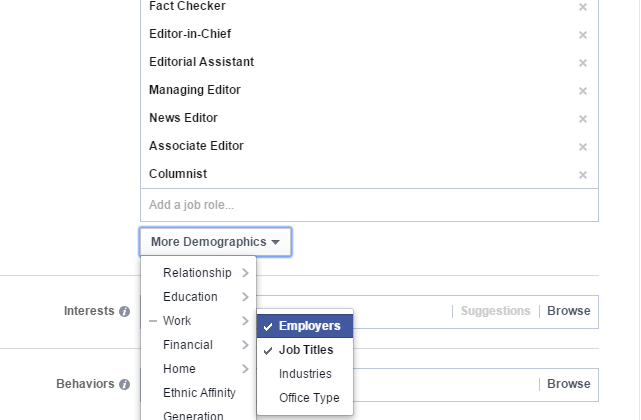 Layering employer targeting facebook ads