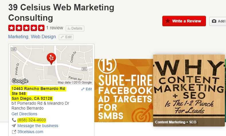 39 celsius Yelp listing citation