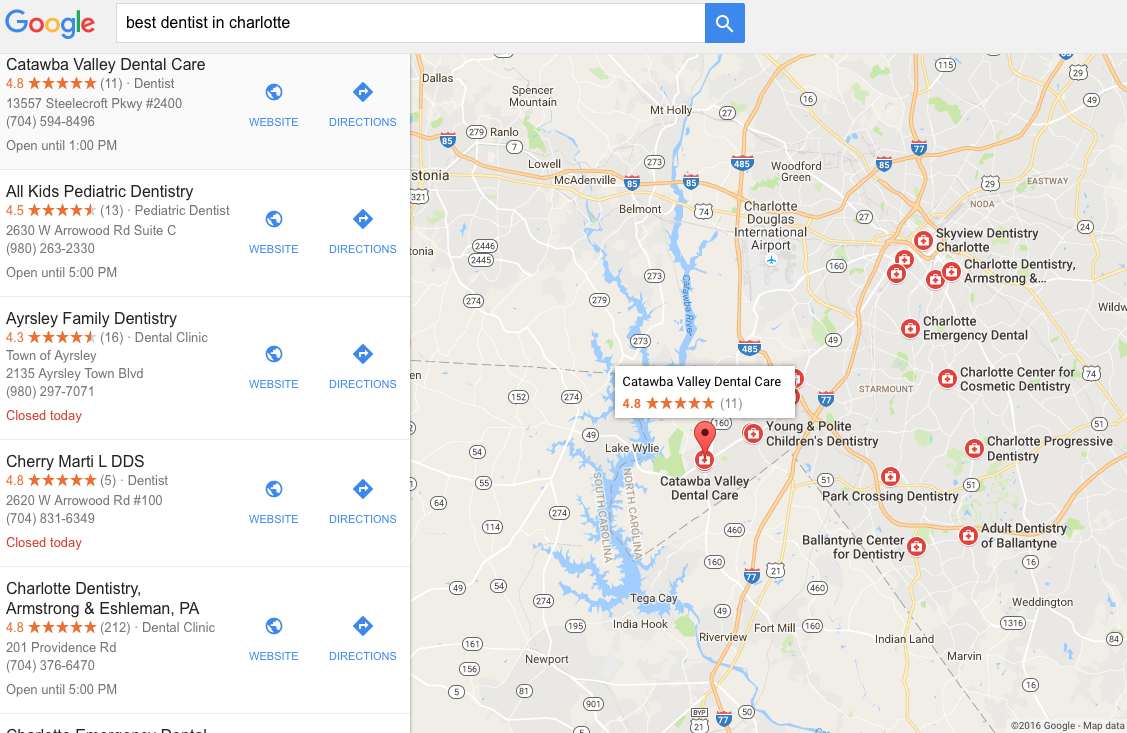 Google Map Listings of Dentists Change With Modifiers
