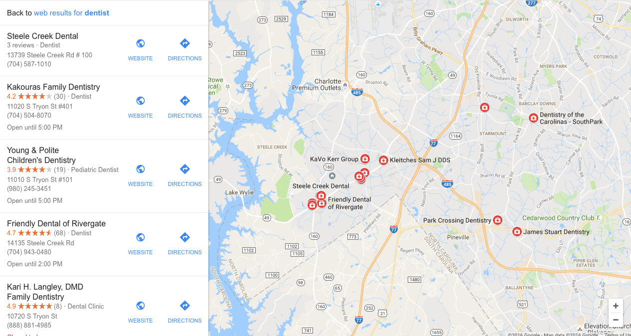 Google Dental Map Listings