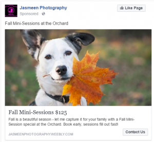 photographer facebook ads examples