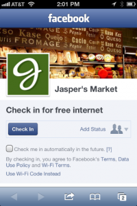 Facebook check-in for free Internet Access
