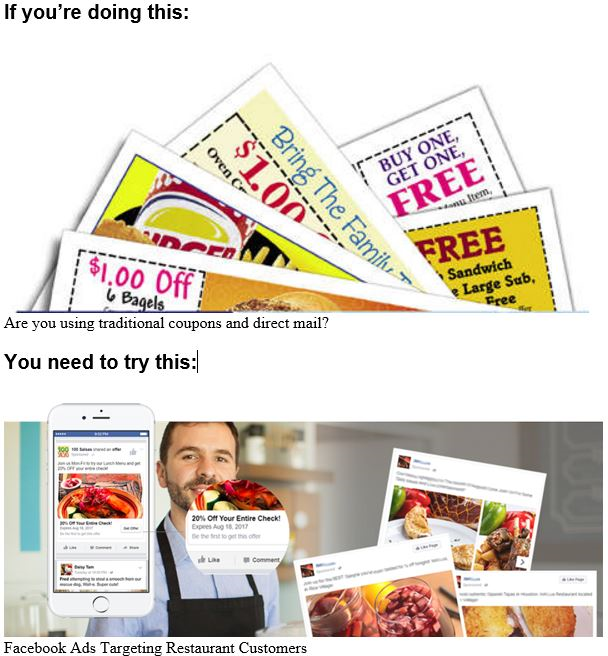 restaurant marketing-coupons and Facebook