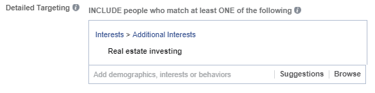 facebook ad targeting real estate investors