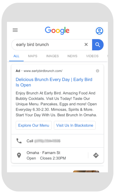 google-search-ad-example-with-sitelinks-location-extension