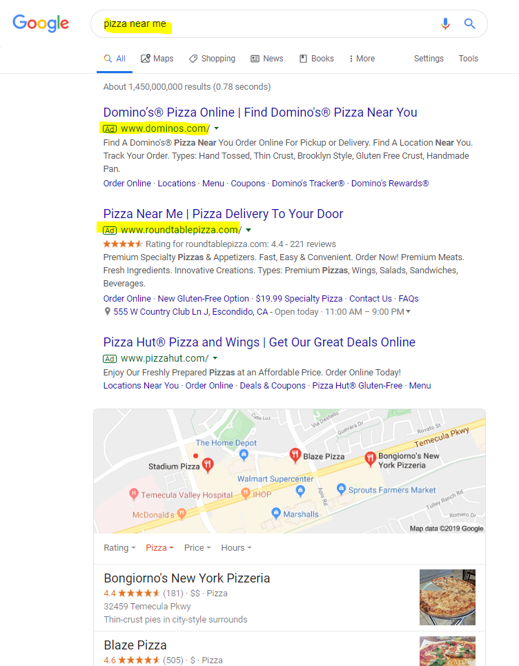 google-search-ad-for-pizza