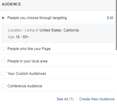 Boost Post Audience Targeting Options