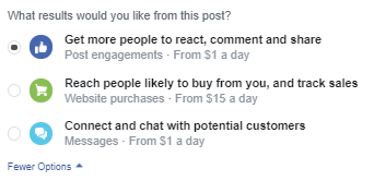 Boost Post Campaign Objectives