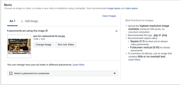 Facebook Ad Display Options - Image Ads