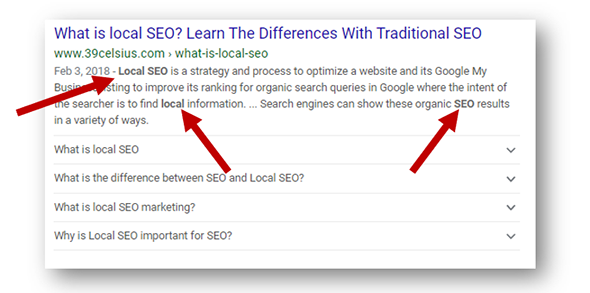 Google Bold Keywords in Search Results Page