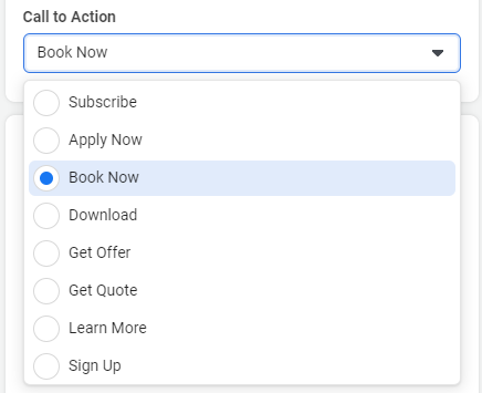 call to action button facebook ad