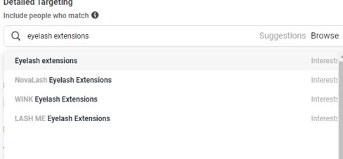 facebook detailed ad targeting lash extensions