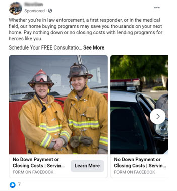 facebook mortgage Lead Ad first responders