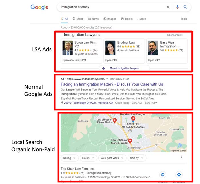 google local service ads for immigration attorney