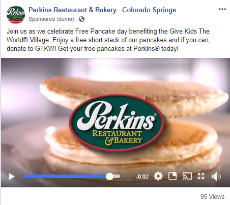 Restaurant Facebook Video Ad Example