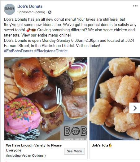 restaurant Facebook ad (carousel ad) - donuts
