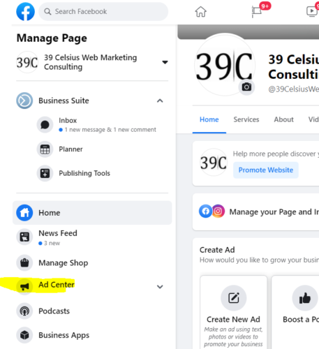how to see your facebook ads from your page