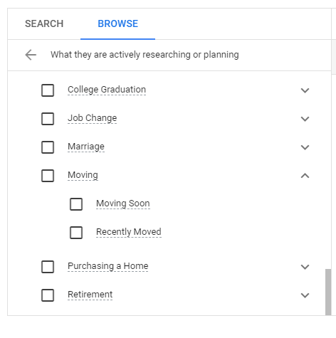 Google Ads Behavioral Targeting People That Moved or Recently Moved