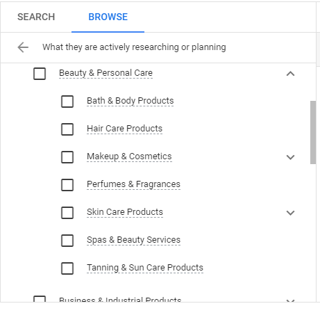 Google Ads In-Market Audience Beauty Customers
