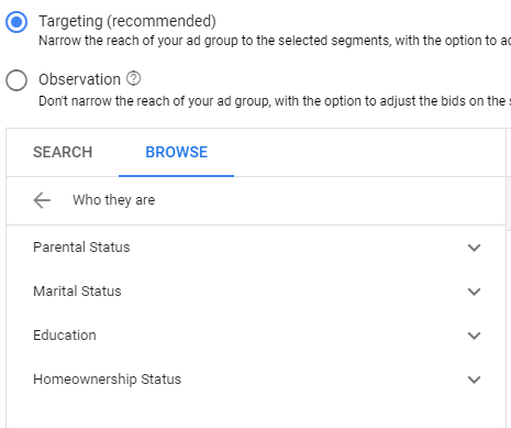 demographic targeting options in Google Ads demographic targeting options in Google Ads