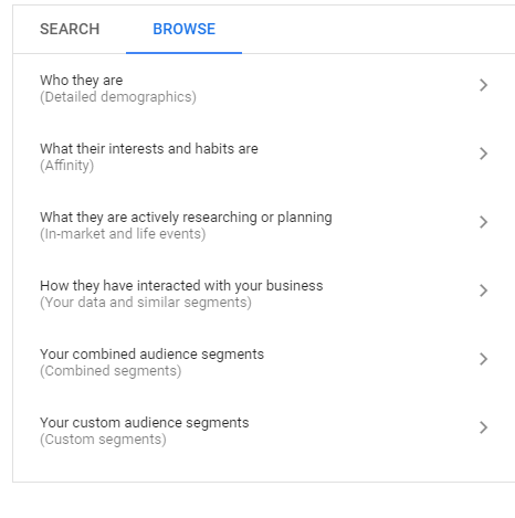 Google Ads behavioral targeting