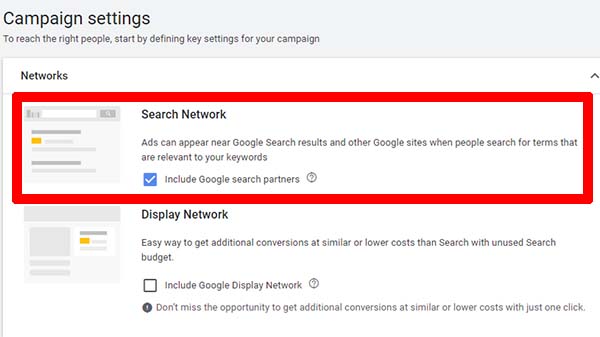 Google Ads - Choose The Network For Your Ads