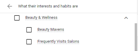 Google Affinity Audiences Beauty and Wellness
