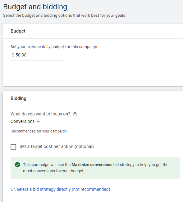 set your daily Google Ads budget