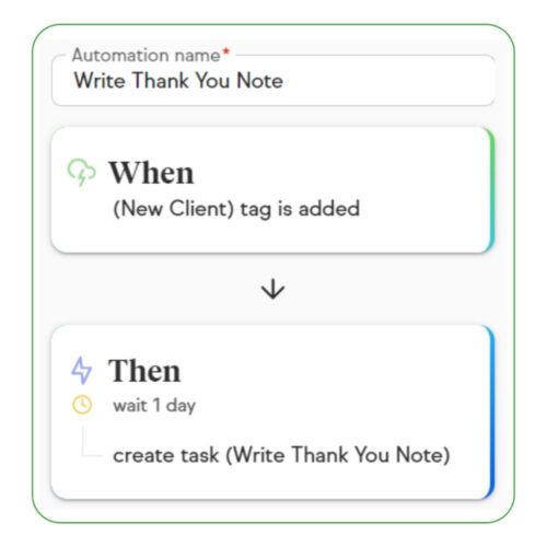 send client a thank you note