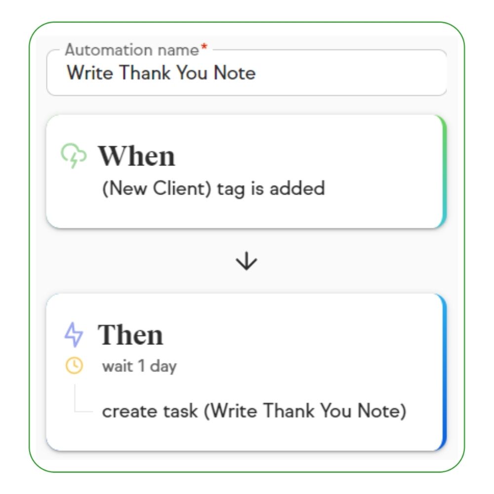 send client a thank you note