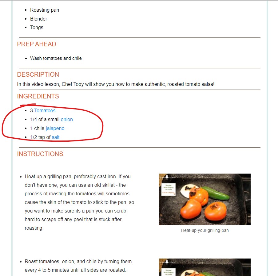 linking from recipe page to blog post ingredient page