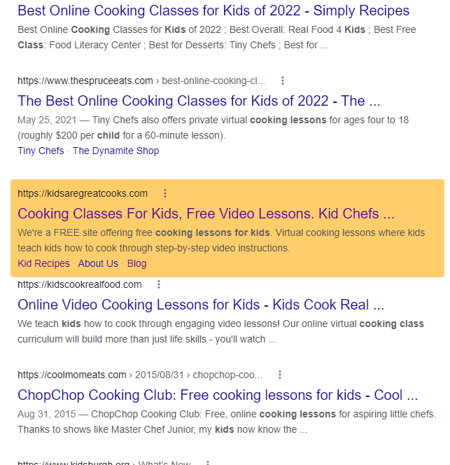 site links feature in Google search results page