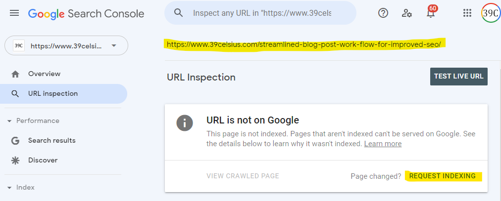 Request Indexing of New Posts and Pages from Google