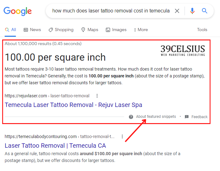 Medical Spa SEO - Featured Snippets - Position Zero