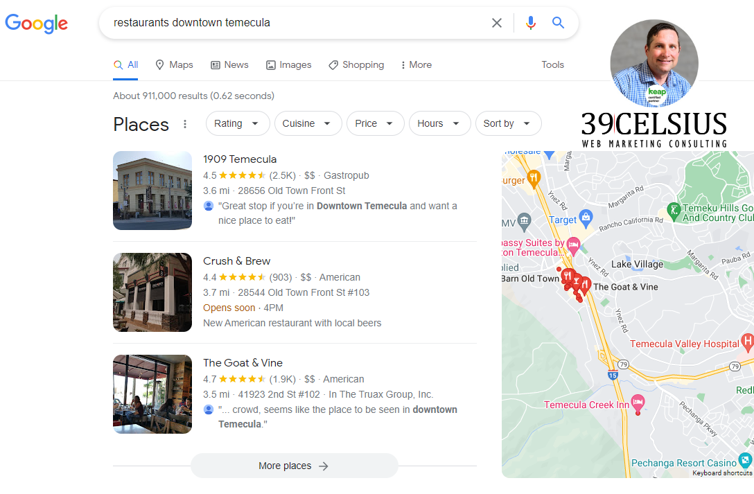 Restaurant Local Pack Results Most Prominent for Temecula Restaurant Local Pack Results Most Prominent for Temecula