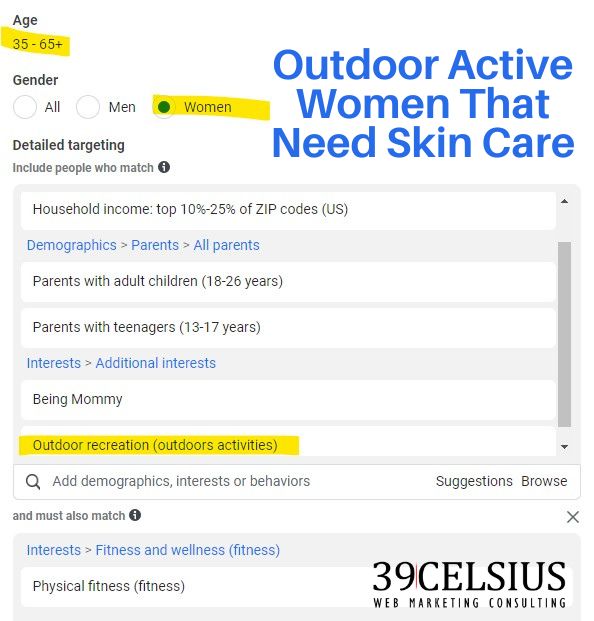 Med Spa Facebook Ad Targeting - Outdoor Active Women Audience