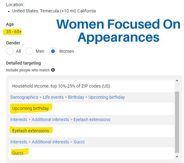 Med Spa Facebook Ad Targeting - Women Focused On Appearances