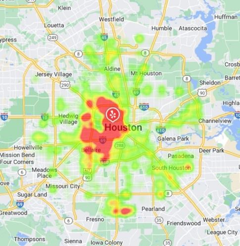 Yelp Ads - Heatmap of Where Ads Show Geographically