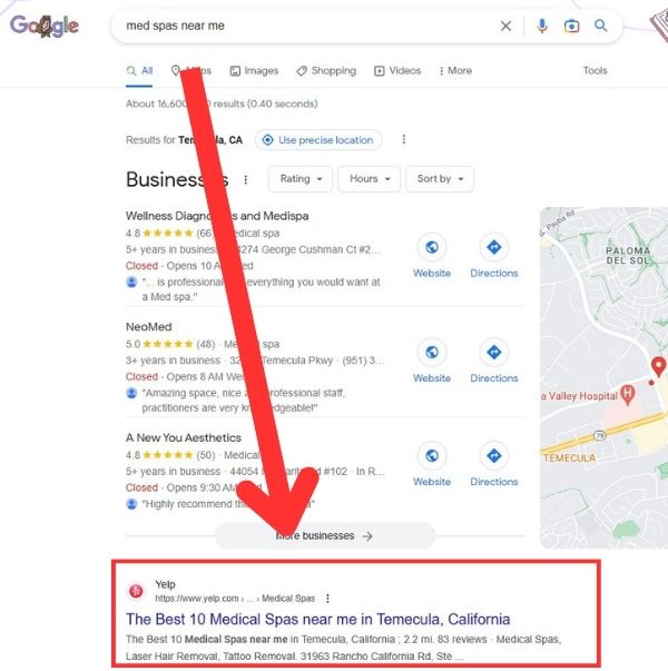 Yelp Ranks Pages in Google Search