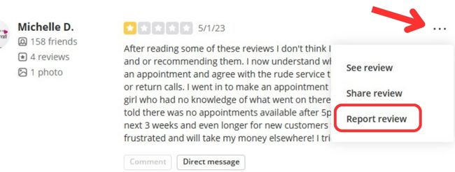 How to Get Rid of Bad Yelp Reviews - 1-star Yelp Review Example