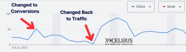Google Ads Changed Bidding to Conversions from Traffic - Killed Clicks Google Ads Changed Bidding to Conversions from Traffic - Killed Clicks