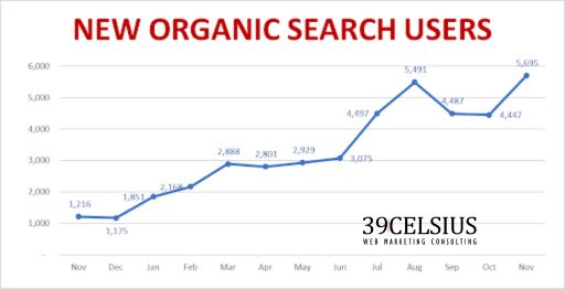 New Organic Search Users by Month Trending