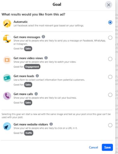 Boost Post Goal Options