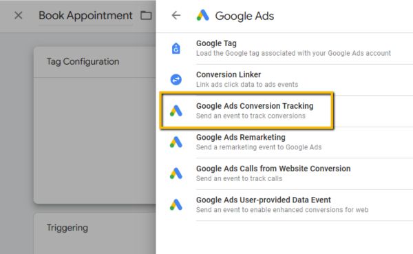 Create Tag Google Tag Manager - Google Ads Conversion Tracking