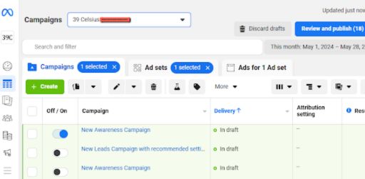 Facebook Ads Manager Interface