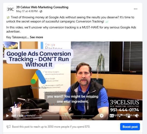 Facebook Boost Post Button