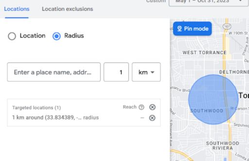 Geo Targeting Interface in Google Ads