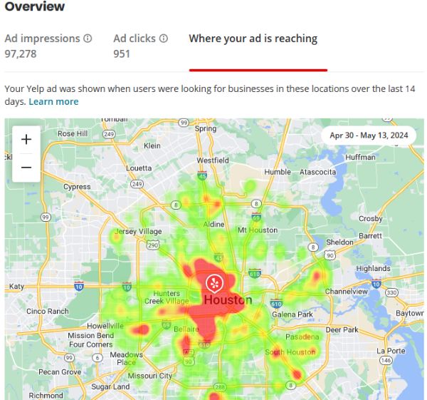 Yelps Ads Geographic Performance Report