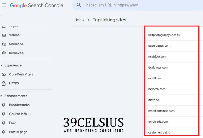 Google Search Console Showing Links